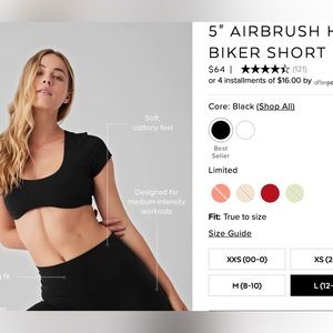 Alo 5” Airbrush High-Waist Biker Shorts worn NEW no tags